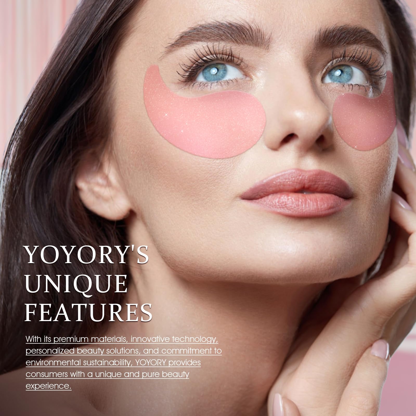 YOYORY Under Eye Patches for Dark Circles and Puffiness, 60 Pcs Collagen Eye Masks for Eye Bags, Fine Lines & Wrinkles, Eye Treatment with Hyaluronic Acid for Hydrating & Moisturizing, Pink