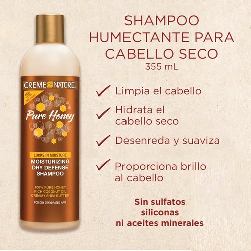 Creme of Nature Pure Honey Shampoo - Moisturizing Formula with Coconut Oil & Shea Butter | 12 oz for Dry Hair
