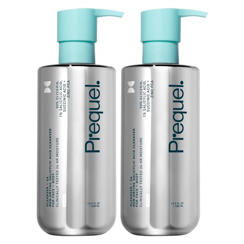 Prequel Skin Gleanser SA, Moisturizing Glycerin Face Wash,1% Salicylic Acid Face Cleanser, Unscented and Combination Skin Face Soap, 13.5 fluid ounce (Pack of 2)