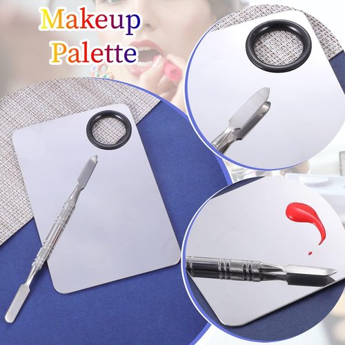 Skiennix 2-in-1 Makeup Mixing Palette - Stainless Steel Foundation & Eyeshadow Spatula Set