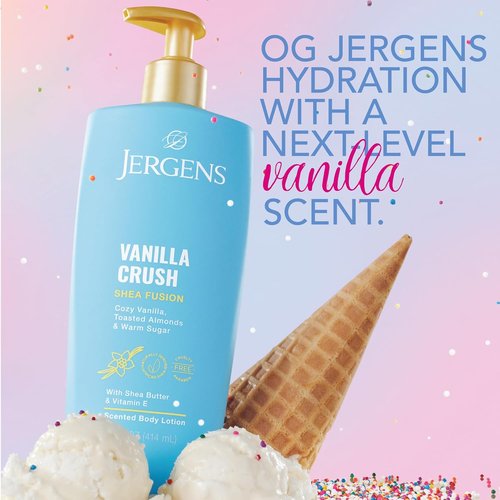 Jergens Shea Fusion Body Lotion - Moisturizing Vanilla Crush with Shea Butter & Vitamin E | 14 Fl Oz