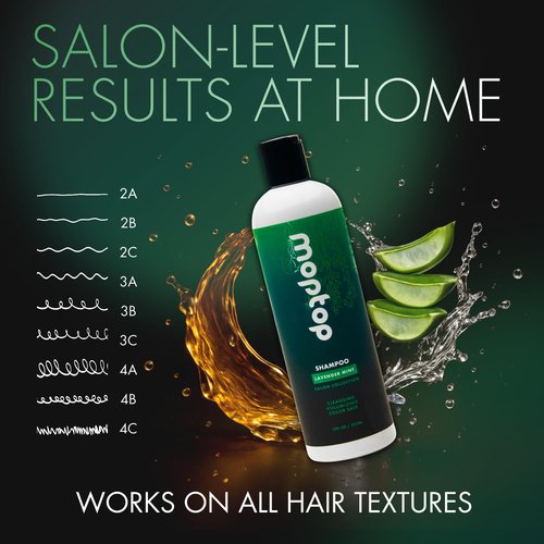 MopTop Salon Gentle Shampoo – Color Safe Salon Quality Hair Cleanser, Improves Moisture & Reduces Frizz, Sulfate & Paraben Free Hair Care for Straight, Wavy, Curly, Coily Hair (Lavender Mint, 12oz)