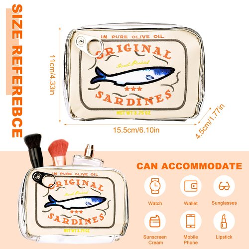 AZURAOKEY Canned Sardines Makeup Bag, Canned Sardines Style Toiletry Bag Cute Travel Bag Creative Cute Makeup Bag Aesthetic Toiletry Bag for Women