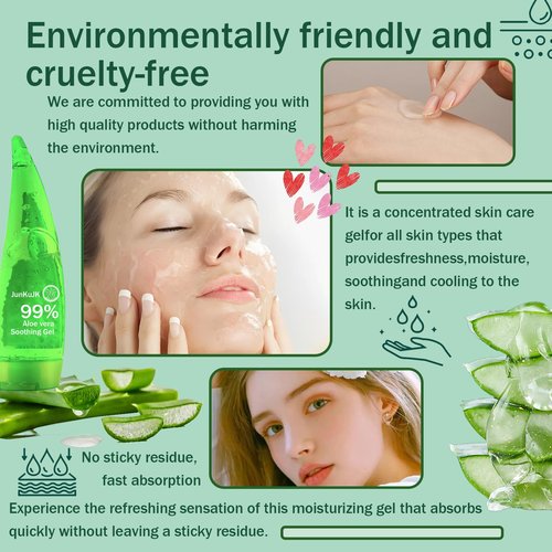 JunKuJK 99% Purity Aloe Vera Gel,260ml - Hydrating Aloe Vera Gel for Face and Skin,No Sticky Moisturizing Aloe Gel A
