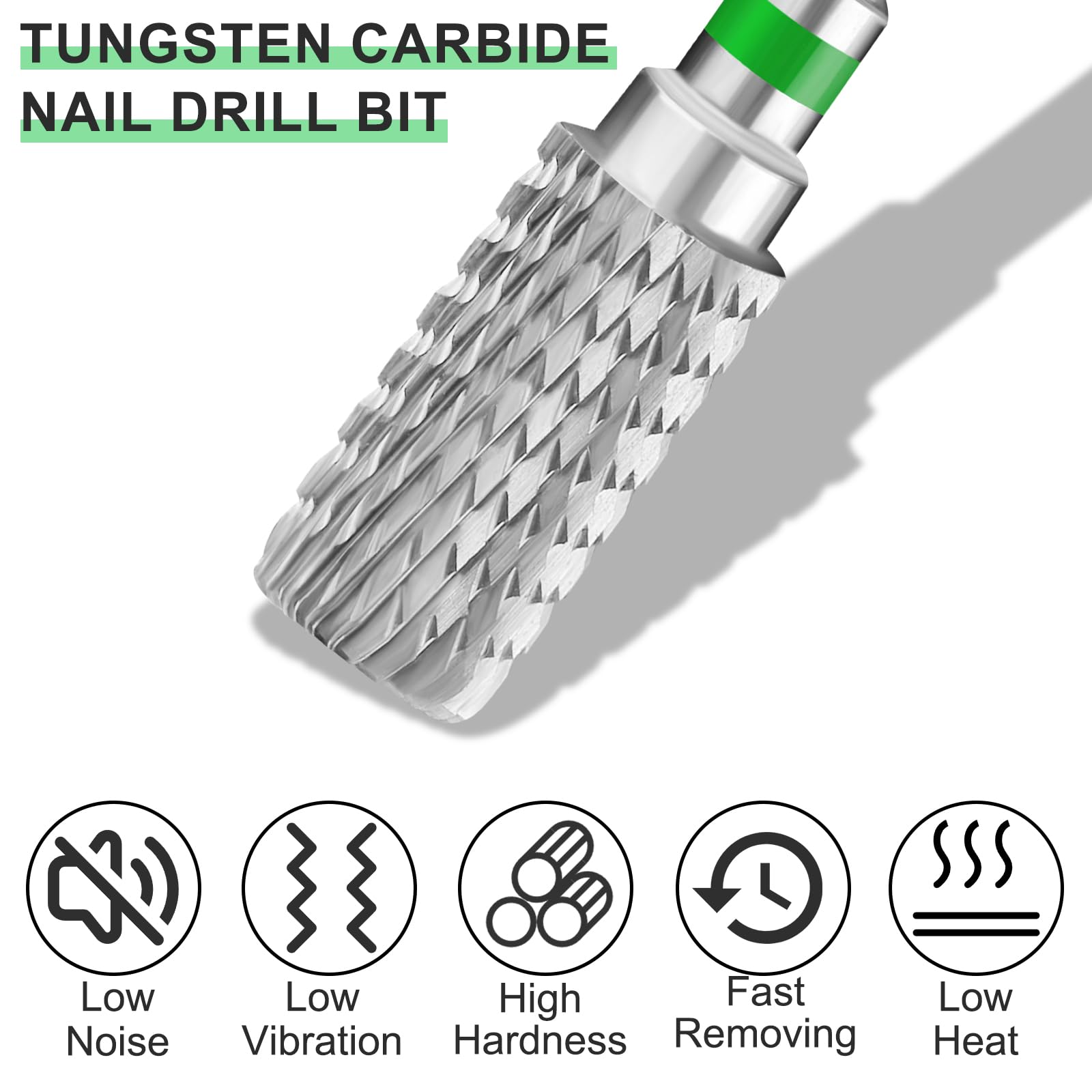 Vnjaoi Professional Electric Nail Drill Bits 3/32" Carbide Bit Cuticle Drill Bits Nail Files for Fast remove Acrylic or Hard Gel Nail Drill Bit for Manicure Pedicure(Silver, Coarse Grit)