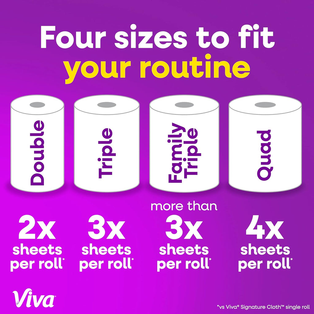 Viva Signature Cloth Paper Towels - Choose-A-Sheet Size, 3 Double Rolls, 86 Sheets Each