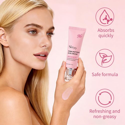 PDRN Pink Peptide Eye Serum Cream, Hydrating & Firming Eye Cream for Dark Circles, Anti-Aging Treatment Reduces Fine Lines, Uneven Skin Tone, Soothing Pink Moisturizer with Peptides, 1.01fl.oz (1)