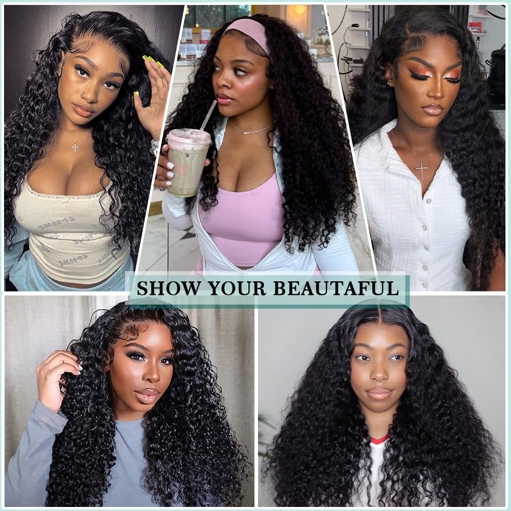 Water Wave Human Hair Bundles 24 Inch 12A Brazilian Water Wave Curly Bundles Wet And Wavy Bundles Double Weft Deep Curly Wave Bundles Natural Black
