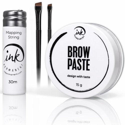 Skiennix Brow Mapping Kit - White Brow Paste (15g) | Brow Mapping String (30m) & 2 Brushes for Microblading