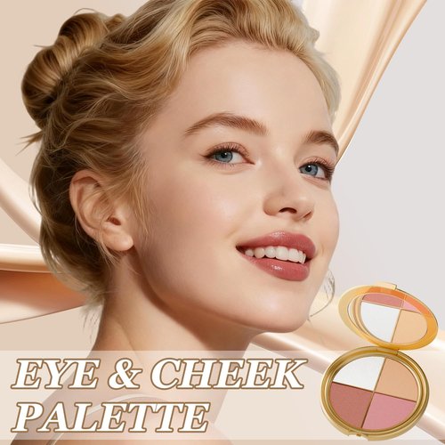 Skiennix Eye & Cheek Palette | 4-In-1 Makeup Kit with Eyeshadow, Highlighter & Blush for Natural Glow