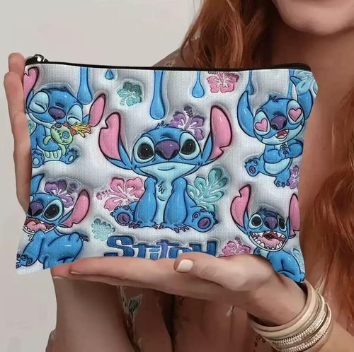 Stitch Shell Cosmetic Bag, Makeup Bag with Zipper, Travel Toiletry Bag for Women