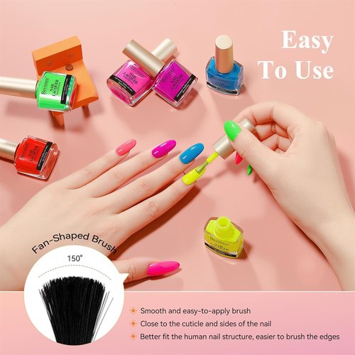 Skiennix Neon Nail Polish Set - Quick Dry Rainbow Colors | 6 Vibrant Shades for DIY Manicure