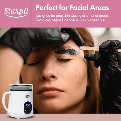 Starpil Wax Warmer - Digital Mini Wax Warmer for Hair Removal 8.4oz / 238g – Best for Hard Wax Beads – Use for Hair Removal – Adjustable Temperature Wax Pot for Facial Hair (White)
