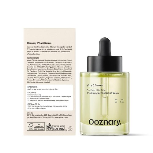 Ooznary Vita 3 Serum with Vitamin C Derivatives and Niacinamide plus Glutathione for Uneven Skin Tone & Dull Skin | Korean Skin care | 1.69 fl.oz 50ml