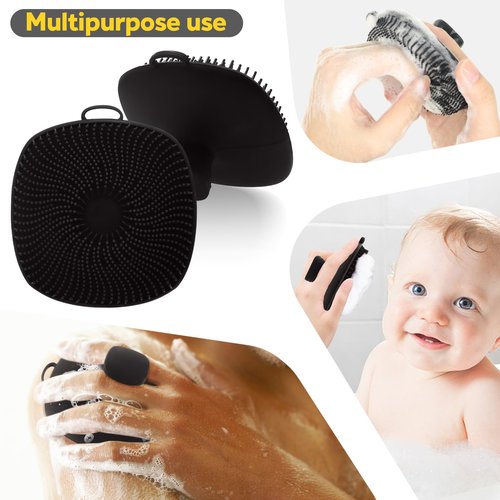 Silicone Body Scrubber, Silicone Loofah New Upgrade Richer Foam and Effective Cleaning, Ergonomic No-Slip Handle, Long-Lasting & Easy to Clean