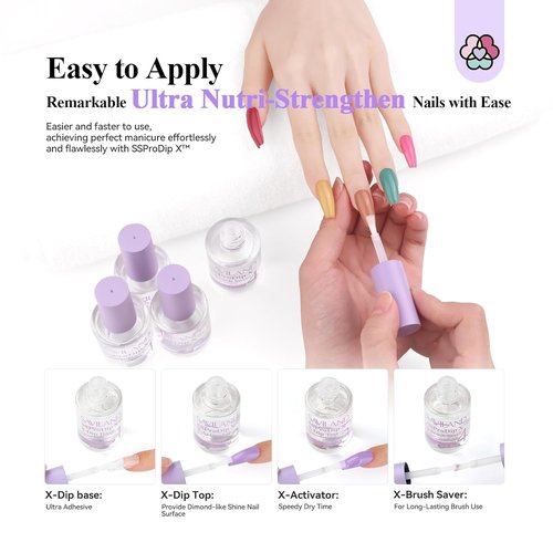 SAVILAND Dip Powder Liquid Set - HEMA-Free Nail Dipping System Essentials | 15 ml for DIY Strengthening at Home