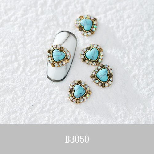 50PCS Western Nails Turquoise Nail Charms 3D Nail Art Supplies Nail Accessories Nail Decoration Retro Nail Charms for Manicure Craft