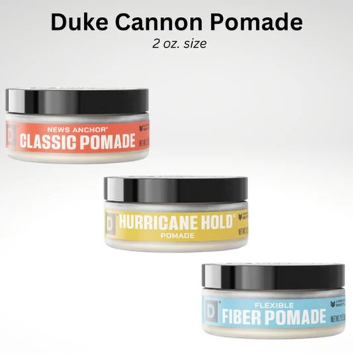 Duke Cannon Pomade Set - News Anchor, Hurricane Hold & Fiber, Medium to Strong Hold, Natural & Matte Finish (2 oz. - Travel Size)