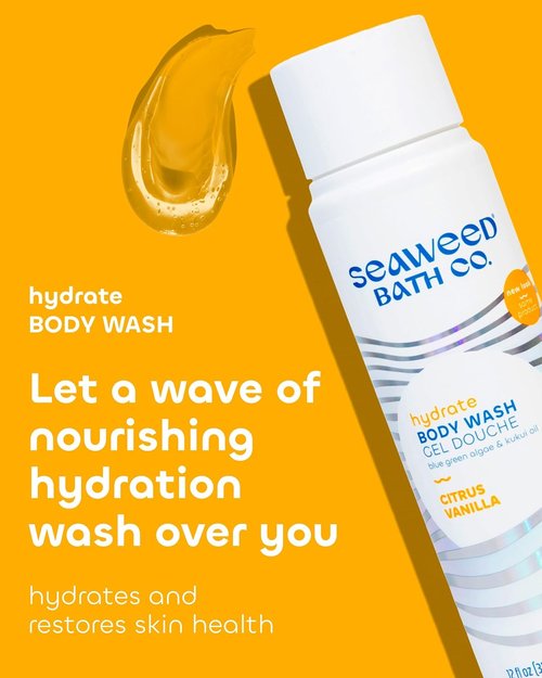 Seaweed Bath Co. Hydrate Body Wash - Citrus Vanilla Foaming Cleanser - Vegan & Sulfate-Free - 12 oz
