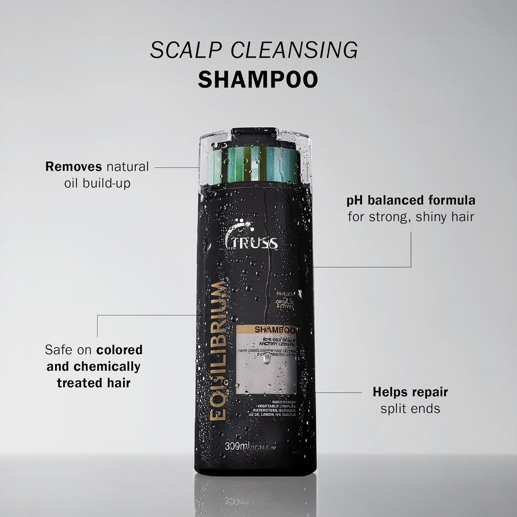 TRUSS Equilibrium Shampoo for Oily Hair - Hydrating Treatment for Itchy Scalp & Color-Treated Hair - 10.14 oz