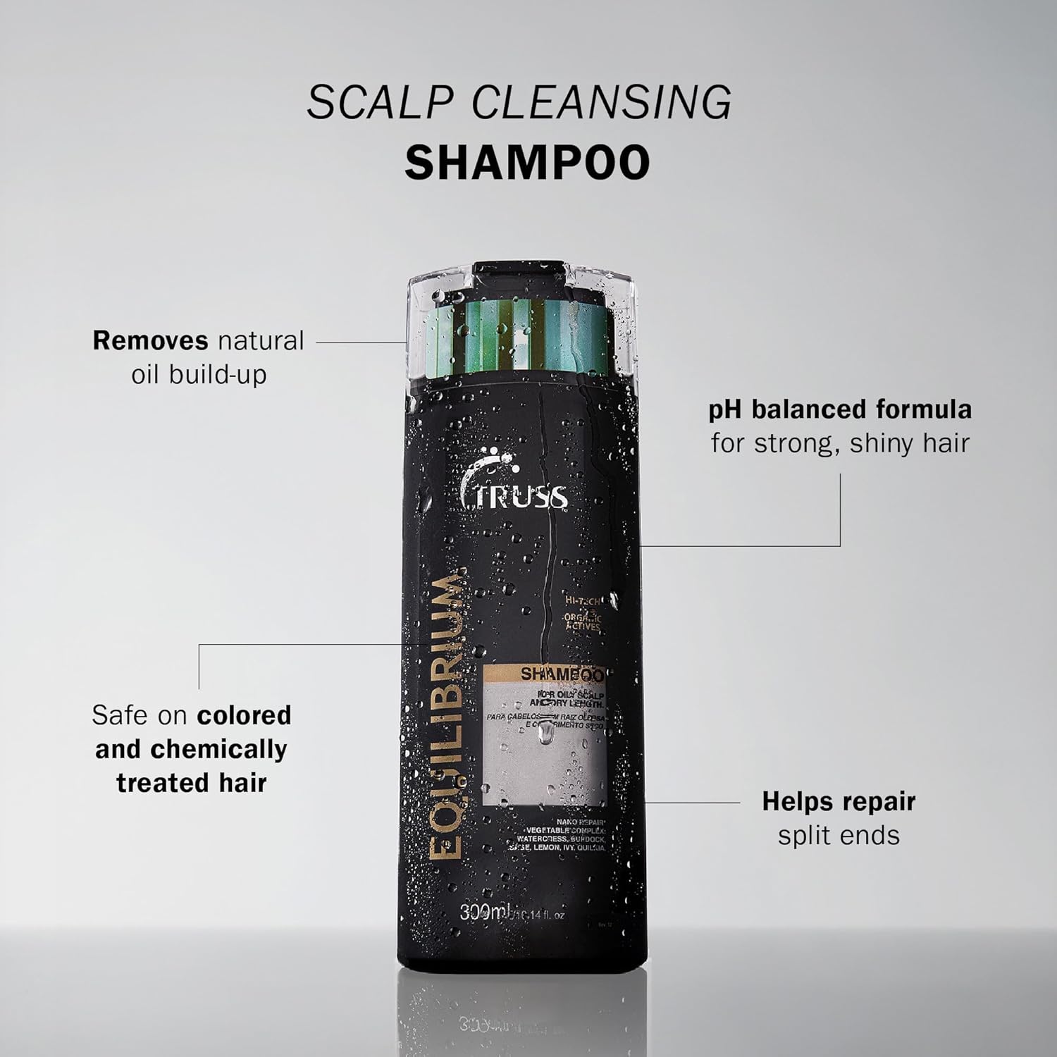 TRUSS Equilibrium Shampoo for Oily Hair - Hydrating Treatment for Itchy Scalp & Color-Treated Hair - 10.14 oz