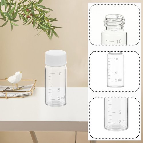 AIHSUMC 5 Pcs Liquid Medicine Travel Container, Scale Glass Liquid Medicine Bottles Travel Size Liquid Medicine Dispenser with Leak-proof Plug Single Dose Medicine Bottles Containers (Clear, 10ml)