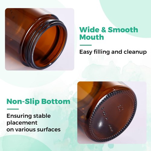 Jarsoph Amber Glass Jars with lids, 24 Pack 4oz Empty Cosmetic Jars, Refillable Airtight Wide Mouth Container for DIY, Sample, Cream, Lotion, Candle Making, Powder, Cosmetic