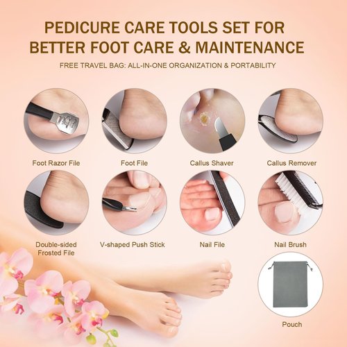 Electric Callus Remover for Feet, Rechargeable Waterproof Foot File Professional Foot Care Tools with 17-in-1 Pedicure Kit, Portable Callus Remover Kit to Remove Dead Skin Hard Skin Dry Cracks(Black)