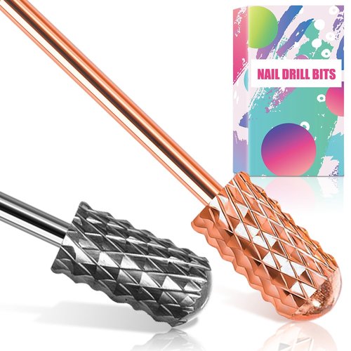 Nail Drill Bits, 2 Pcs Safety Nail Bits for Nail Drill, 3/32'' Tungsten Carbide Nail Drill Bit, Smooth Round Top Large Barrel Bits, Nail Supplies for Nail Tech to Remove Acrylic Nails (2XC)