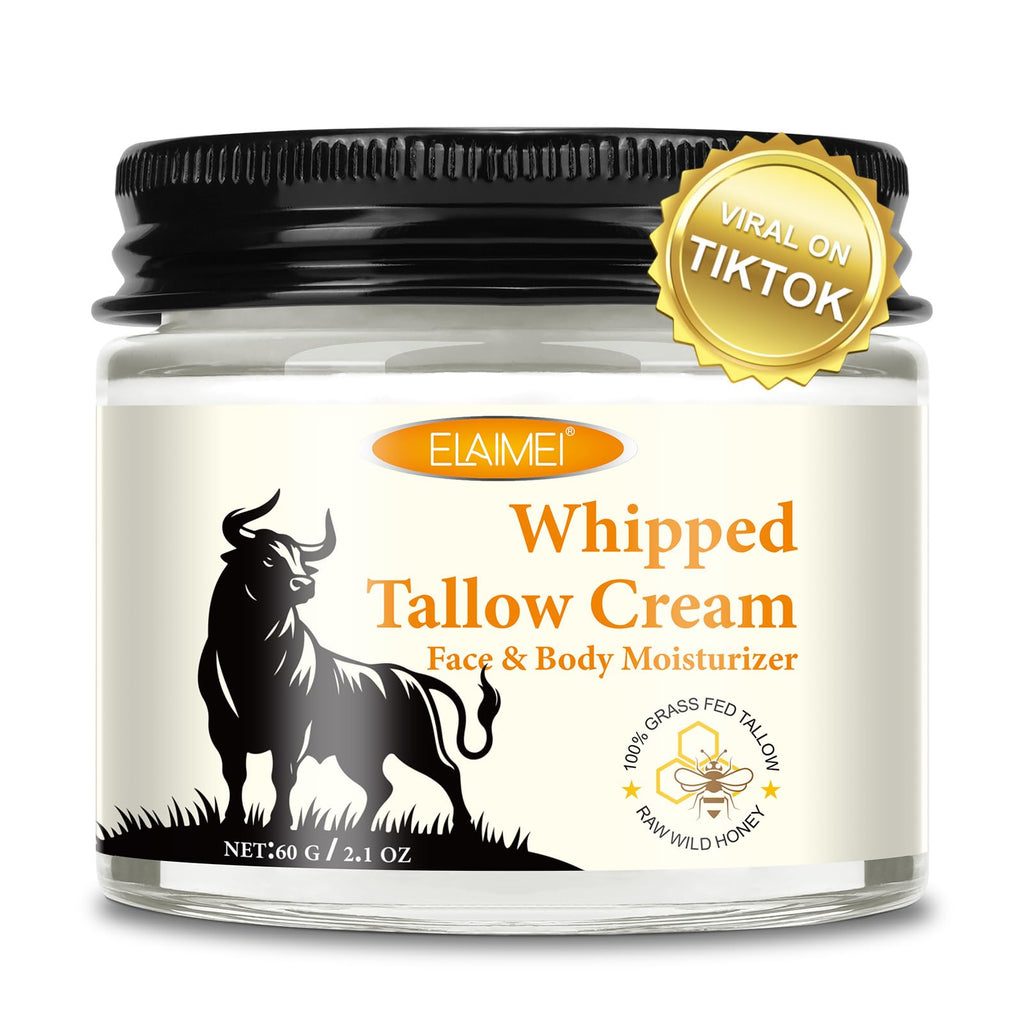 ZIXAOK Grass-Fed Tallow & Raw Honey Balm | Whipped Skin Cream for Face & Body | Soothes & Repairs Dry, Sensitive Skin | Organic, All-Natural Deep Hydration (2.1 oz)