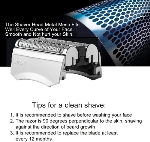 70S Series 7 Replacement Shaver Heads Compatible with Braun S7 Replacement Head Wet and Dry, 70s Blades for Braun Series 7 Electric Foil Shavers 720,750CC, 760CC,790CC,9565