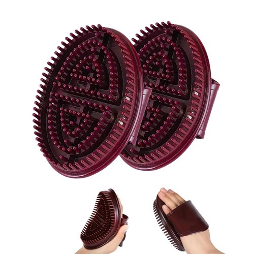 Meridian Pressure Brush Body Relaxation Massage Comb Essential Oil Brush Body Scrubber Bath Body Brushes SPA Massager Device, for Meridian Scalp Full Body Relaxation Massage (2 Pcs) (Brown)