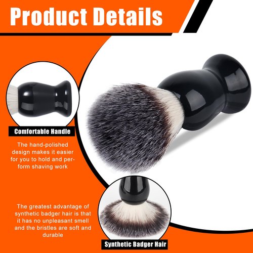 VALENTISE Shaving Brush, 3 In 1 Shaving Brush Set Includes Stainless Steel Shaving Stand and Bowl, Synthetic Badger Hair Shave Brush for Men's Shave Gift