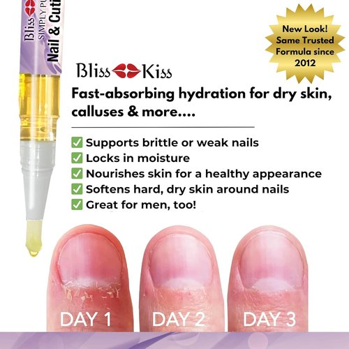 Bliss Kiss | Lavender Vanilla Nail Oil Cuticle Pen - Vitamin E & Jojoba for Stronger, Healthier Nails