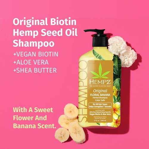 Hempz Biotin Hair Shampoo - Hydrating & Strengthening for All Hair Types - 17 Fl Oz