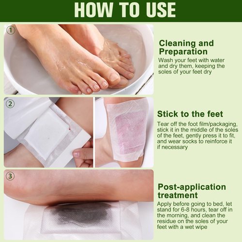 10PCS Deep Cleansing Foot Pads, Adhesive Sheets for Foot and Body Care Better, Natural Ginger Powder Bamboo Vinegar Foot Patches, Relieve Stress, Improve Sleep and Relaxation