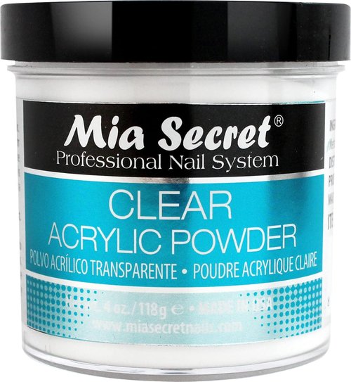 Mia Secret Clear Acrylic Powder - Professional Quality 4oz for Nail Enhancements