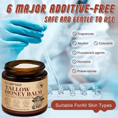 asusxcli Beef Tallow for Skin,Beef Tallow for Face,Beef Tallow and Honey Balm,Grass Fed Whipped Tallow Honey Balm,Natural Moisturizer Hydrates,Deeply Nourishes the Skin, Enhances Natural Radiance