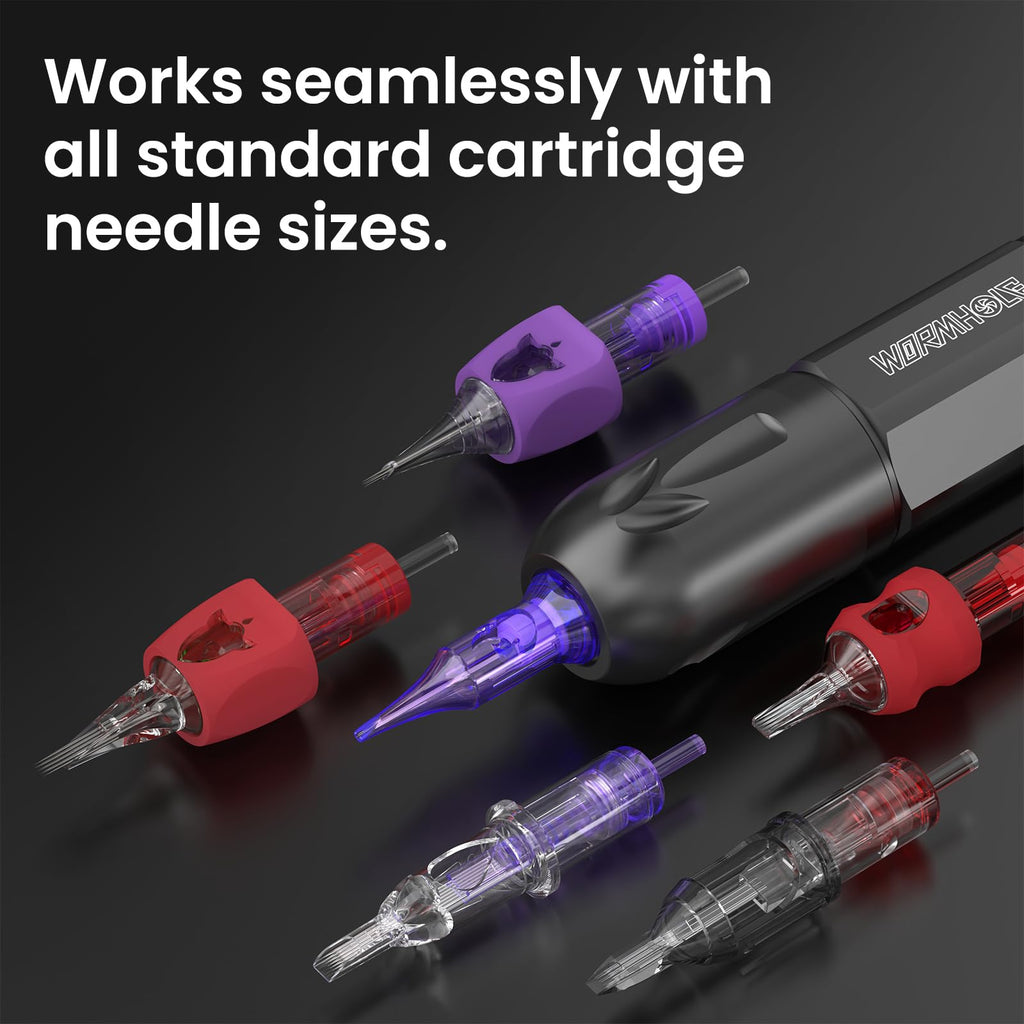 Wormhole Wireless Tattoo Gun Kit, Professional Rotary Tattoo Machine with Dual 1200mAh Batteries, Tattoo Inks, Tattoo Pen, Tattoo Practice Skin, Needles & Complete Accessories Tattoo Kit for Beginners