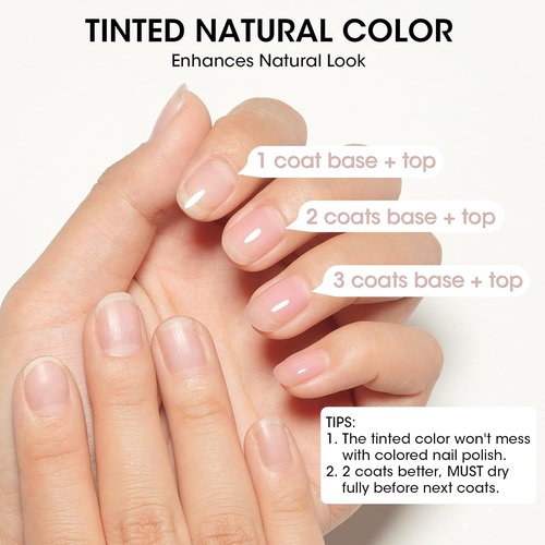 GELLEN Clear Nail Polish Base Coat - Ridge Filling Sheer Nude Tint | Nourish & Strengthen Damaged Nails