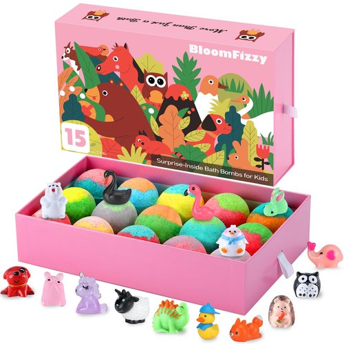 Jungle Adventure Bath Bombs for Kids – 15 Scented Fizzy Bath Bombs with Surprise Land Animal Toys Inside, Colorful Bath Time Fun Gift Set, Gentle & Child-Safe, Perfect for Summer Fun & Birthday Gifts