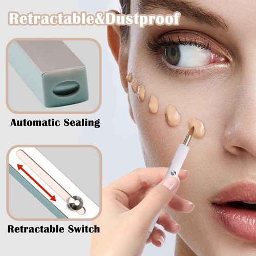 3 Pack Lip Brush for Lipstick Makeup Brushes Double-Ended Retractable Lip Brush with Cap Dustproof for Lipstick Gloss Creams Portable with Cap(Black + Gold + Silver)