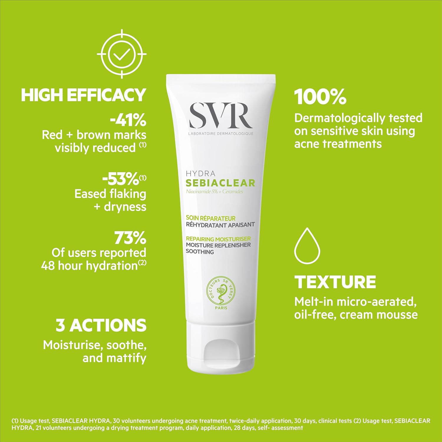 SVR Sebiaclear Moisturizing Face Cream - Soothing Formula with Niacinamide & Hyaluronic Acid for Oily Sensitive Skin | 1.4 oz