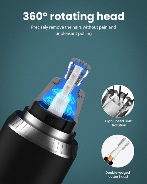 Ginity Ear & Nose Hair Trimmer with LED Display for Men Women,Painless USB Rechargeable Eyebrow & Facial & Nose Hair Trimmer Clipper,Professional IPX7 Waterproof Dual Edge Blades