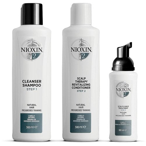 Nioxin Scalp + Hair Thickening System 2 Kit - Boost Density for Natural Hair with Thinning | Cleanse, Condition & Treat