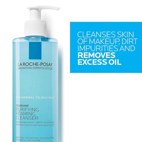 La Roche-Posay Toleriane Foaming Facial Cleanser - Oil-Free Face Wash with Niacinamide & Ceramides for Sensitive Skin