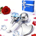 GLOLAKE Ice Roller for Face &Gua Sha Facial Tools, Stainless Steel Ice Roller for Depuffing, Lymphatic Drainage, Fine Lines&Collagen Boost on Face&Body, Valentines Day Gifts for Her/Him, at Home Spa
