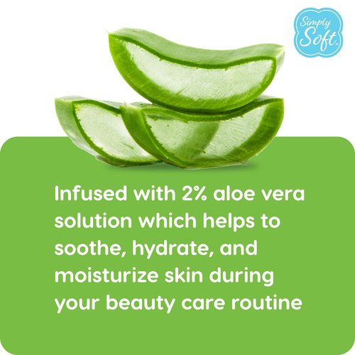 Simply Soft Aloe Infused Premium Cotton Rounds, 80 count (Pack of 6), Hydrating Aloe Vera, 100% Pure cotton, absorbent cotton pads, Moisturizes and soothes sensitive skin, Hypoallergenic