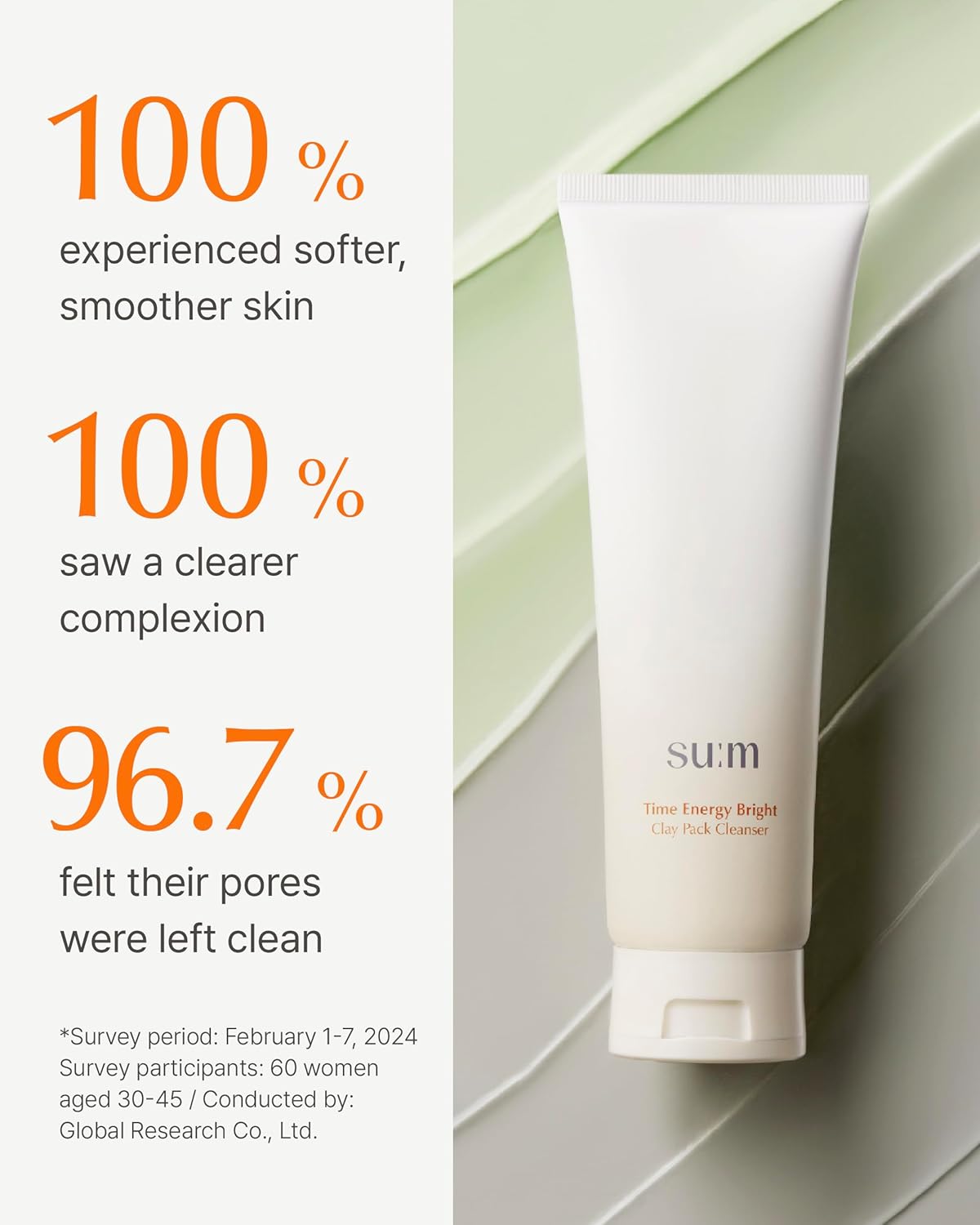 SU:M One Minute Clay Mask - Hydrating Pore Cleanser & Exfoliator for Smooth Skin | 5.07 fl oz