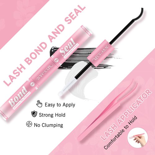 NYCAAR Lash Clusters Kit Wispy Natural Lash Extension Kit D Curl 144Pcs Fluffy Individual Lashes 8-18mm Anime Eyelash Extension Kit with Bond and Seal,Applicators DIY Lashes Kit at Home(NY03)